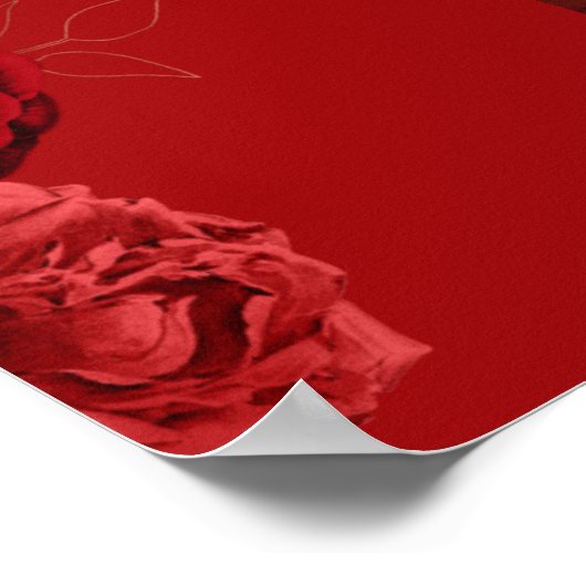 Red Floral Wedding Anniversary Poster (Ecke)