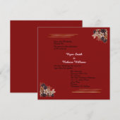 Red Floral Wedding Invitation  Square Invitation   Einladung (Vorne/Hinten)