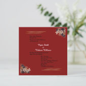 Red Floral Wedding Invitation  Square Invitation   Einladung (Stehend Vorderseite)
