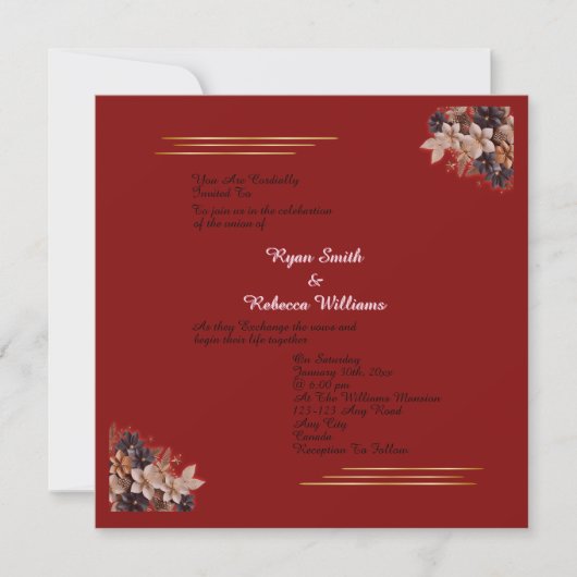 Red Floral Wedding Invitation  Square Invitation   Einladung (Vorderseite)