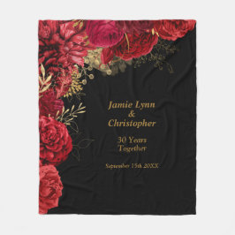 Red Floral Wedding Jubiläum Fleece Blanket
