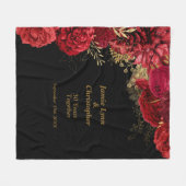 Red Floral Wedding Jubiläum Fleece Blanket (Vorderseite (Horizontal))