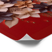 Red Floral Wedding Poster  Elegant Wedding Welcome (Ecke)