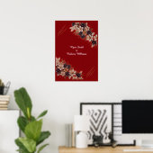 Red Floral Wedding Poster  Elegant Wedding Welcome (Heimbüro)