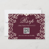 Red Floral Wedding QR RSVP Karte (Vorderseite)