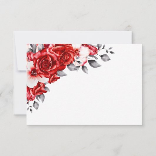 Red Floral Wedding RSVP (Rückseite)