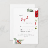 Red Floral Wedding RSVP Card (Vorne/Hinten)