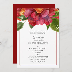 Red Floral Wedding Toskana Bold Eltern Einladung