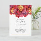 Red Floral Wedding Toskana Bold und lebendiger Inv Einladung (Stehend Vorderseite)