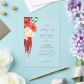 Red Floral Wedding V2 Acryleinladungen (In Situ (Hochzeit))