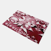 Red Floral Weihnachtsfeiertag Doormat Fußmatte (Schrägansicht)