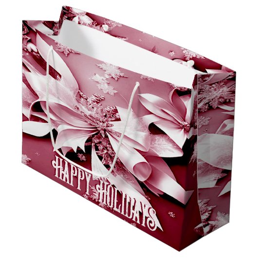 Red Floral Weihnachtsgeschenk Tasche Große Geschenktüte (Vorderseite Schrägansicht)