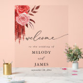 Red Floral Welcome Acrylschild (Hochzeit)
