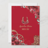 Red Floral Wild West Horse Charro Quinceañera Save The Date (Rückseite)