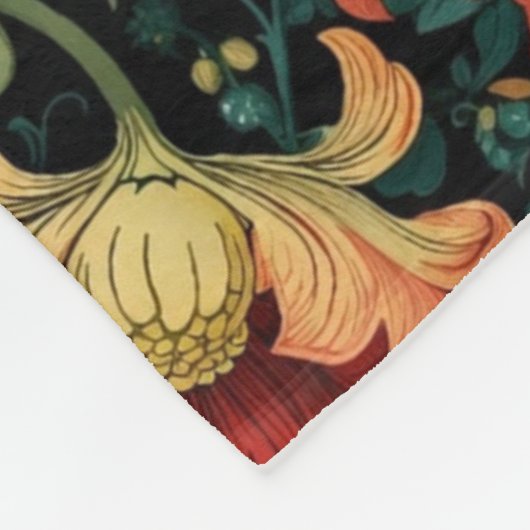 Red Floral William Morris print Fleecedecke (Ecke)