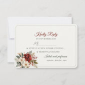 Red Floral Winter Wedding RSVP Card (Vorderseite)