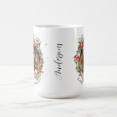 Red Florals Family Foto Frohe Weihnachten Kaffeetasse (Mittel)