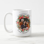 Red Florals Family Foto Frohe Weihnachten Kaffeetasse (Links)