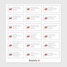 Red Florals Individuelle Anschrift des Gastes Hoch Aufkleber