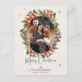 Red Florals Multi Family Fotos Frohe Weihnachten (Vorderseite)