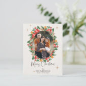 Red Florals Multi Family Fotos Frohe Weihnachten (Stehend Vorderseite)