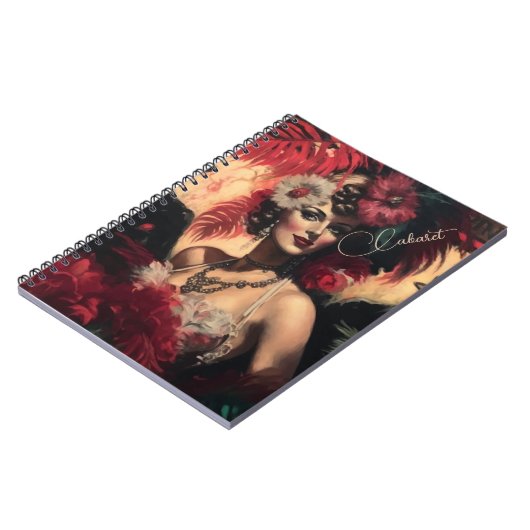 Red Florals und Feathers Notizblock (Linke Seite)