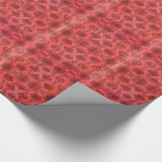 Red Florals Wrapping Paper Geschenkpapier (Ecke)