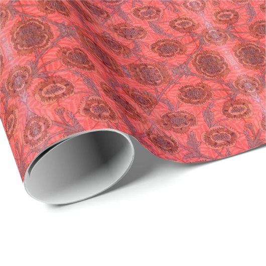 Red Florals Wrapping Paper Geschenkpapier (Rolleneckpunkt)