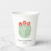 Red Flower Barrel Cactus Bridal Shower Pappbecher (Vorderseite)