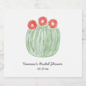 Red Flower Barrel Cactus Bridal Shower Schaumweinetikett (Einzelnes Label)