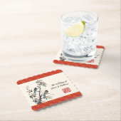Red flower bird oriental Chinese wedding Untersetzer (Vor Ort)