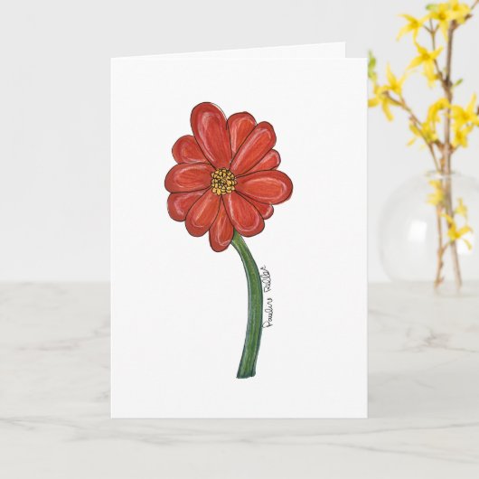 Red Flower Blank Karte (Gelbe Blume)