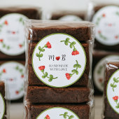 Red Flower Brownie Labels - Homemade Treats Runder Aufkleber