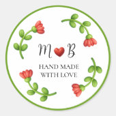 Red Flower Brownie Labels - Homemade Treats Runder Aufkleber (Vorderseite)