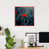 Red Flower Dark Night Solitude Art Poster (Heimbüro)