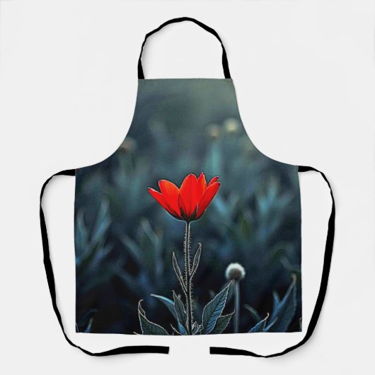Red Flower Dark Night Solitude Art Schürze (Vorderseite)