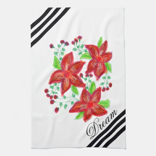 Red Flower Design Küchentuch (Vertikal)
