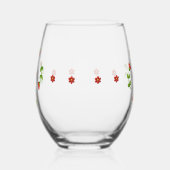 Red Flower Heart Monogram Stemless Glass Weinglas Ohne Stiel (Rechts)