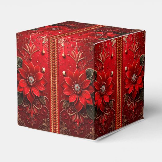 Red Flower Holiday Favor Box Geschenkschachtel (Rückseite)