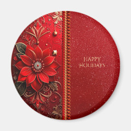 Red Flower Holiday Magnet