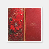 Red Flower Holiday Napkin Serviette (Vorderseite)