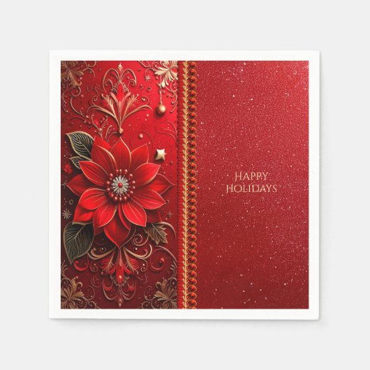 Red Flower Holiday Napkin Serviette (Vorderseite)