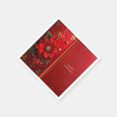 Red Flower Holiday Napkin Serviette (Ecke)