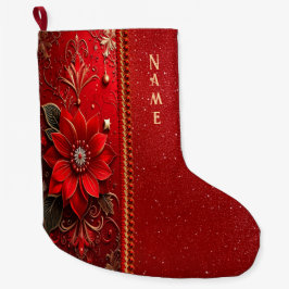 Red Flower Holiday Stocking Großer Weihnachtsstrumpf