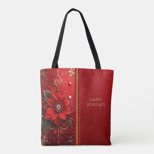 Red Flower Holiday Tote Bag Tasche (Rückseite)