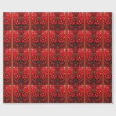 Red Flower Holiday Wrapping Paper Geschenkpapier (Flach)