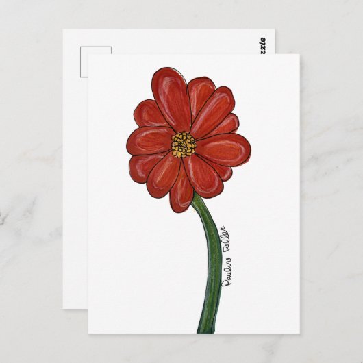 Red Flower Postkarte (Vorne/Hinten)