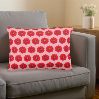 Red Flower Seamless Pattern Accent Pillow Dekokissen