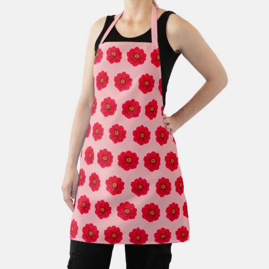 Red Flower Seamless Pattern Apron Schürze (InSitu)