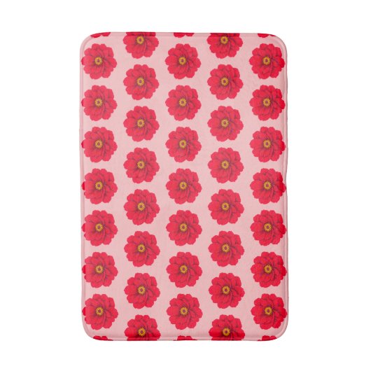 Red Flower Seamless Pattern Bath Mat Badematte (Vorderseite Vertikal)
